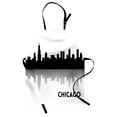 thumbnail image 1 of Chicago Skyline Apron Downtown Skyscrapers Illinois Tourism Travel Country Urban Minimalist, Unisex Kitchen Bib Apron with Adjustable Neck for Cooking Baking Gardening, Black and White, by Ambesonne, 1 of 3