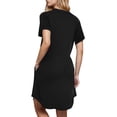 thumbnail image 4 of Tnhcen Women's Sexy V Neck Short Sleeve Dress Plus Size S-2XL Knit Fabric Casual Nightgown Loose Fit Sleepwear for Women, 4 of 9