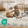 thumbnail image 4 of ODIKA 8'x10' Washable Area Rug Beige Vintage Boho Lattice Border Geometric Neutral Cream Pink for King Size Bedroom Under Bed, Master Suite, Non-Shedding, Easy Care, 4 of 7
