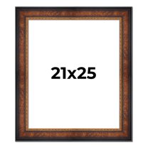 21x25 Frame Brown Walnut Gold Ornate Trim Solid Wood Plein Air Picture Frame | 3 Inch Moulding