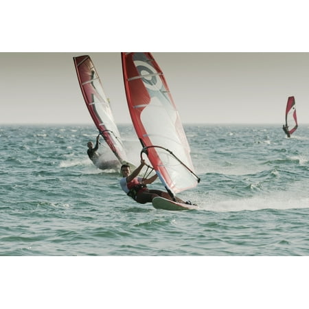 Windsurfing Tarifa Cadiz Andalusia Spain Canvas Art - Ben Welsh Design Pics (19 x 12)