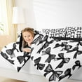 thumbnail image 4 of jejeloiu Cartoon Bowtie King Size Comforter Sets,Bow Bowknot Bedding Comforter Set,Black White Bedding Set For Girl,Microfiber Room Decor Reversible,3-Piece, 4 of 8