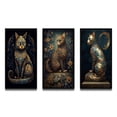 thumbnail image 2 of Designart "Glamorous Gold Cat Retro Blue" Animals Cat Framed Wall Art Set Of 3 - Blue Cat Frame Canvas Set For Living Room Decor, 2 of 6