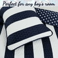 thumbnail image 4 of Cozy Line Home Fashions Sailor Bedding Quilt Set, Nautical Navy Blue White Star Striped Pattern Printed 100% Cotton Reversible Coverlet Bedspread for Kids Boy(Sailor Star, Twin - 2 Piece), 4 of 5
