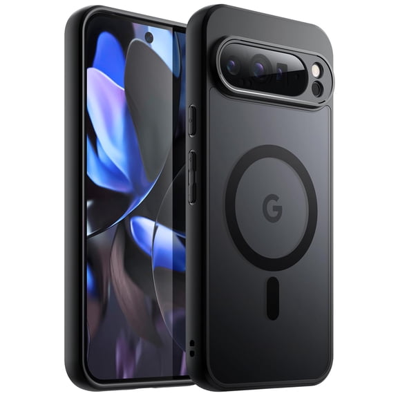 JETech Magnetic Case for Google Pixel 9 Pro XL 2024, Compatible with MagSafe, Translucent Matte Back Shockproof Phone Cover (Black)