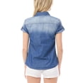 thumbnail image 7 of Made by Olivia Women's Classic Short Sleeve Button Down Denim Chambray Shirt, 7 of 7