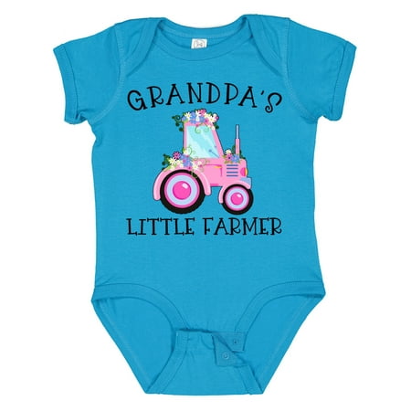 

Inktastic Grandpa s Little Farmer- Pink Tractor and Flowers Gift Baby Boy or Baby Girl Bodysuit