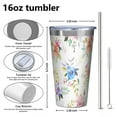 thumbnail image 4 of 16oz Tumblers Pioneer Flower Floral Print Pattern Stainless Steel Vacuum Insulated Double Wall Travel Tumbler Cups Mug with Lid and Straw,Cleaning Brush for Coffee,Tea, 4 of 4