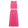 thumbnail image 6 of VBTAPA Womens 2 Piece Outfits Cropped Sleeveless Tank Tops Lounge Sets High Waisted Drawstring Maxi Skirt Matching Sets Pink XXL, 6 of 8