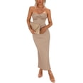 thumbnail image 1 of Vestido PRETTYGARDEN Maxi Strapless Ajustado con Nudo XL Caqui, 1 of 8