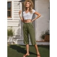 thumbnail image 3 of Weardear Womens Capri Pants Casual Cropped Pants Elastic Waist Summer Trousers 3/4 Length Pants with Pockets, 3 of 6