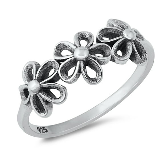 Retro 60's Daisy Chain Ring .925 Sterling Silver Band Jewelry Female Male Unisex Size 4