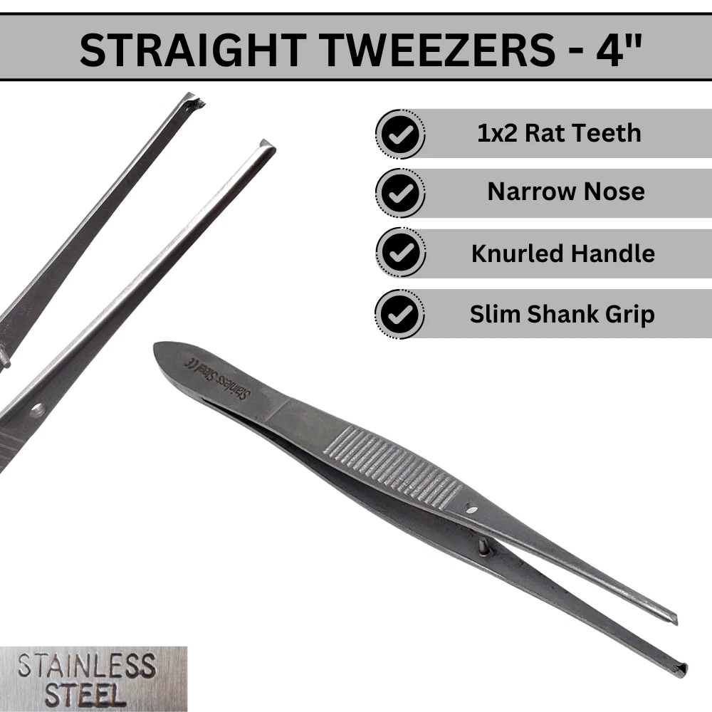 Lab Tweezers with Straight & Curved Tips Made of Stainless Steel Essential Lab Kit - 8 Pcs Lab Forceps