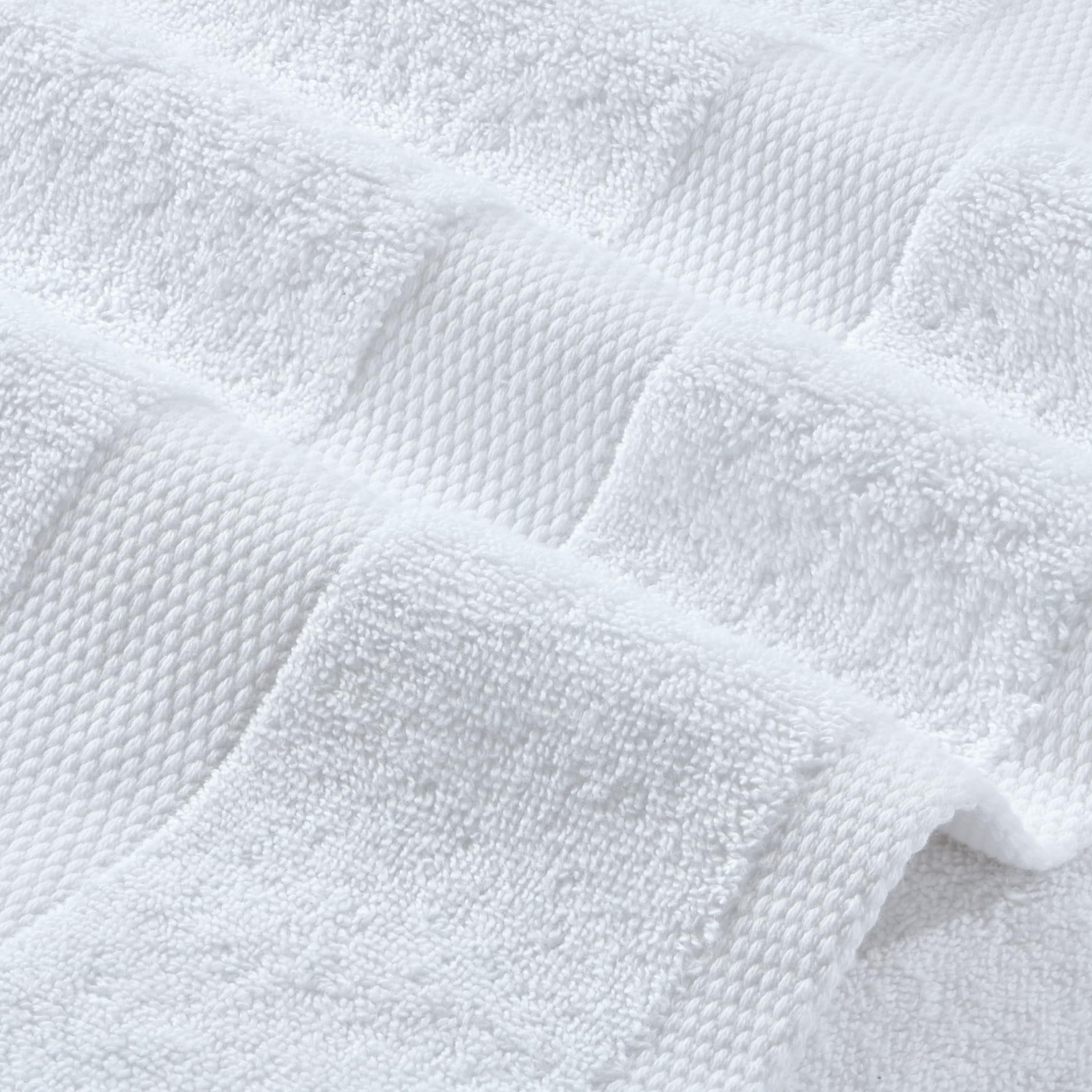 White Classic White Bath Towel Set of 6 - 100% Cotton Highly Absorbent Towels for Bathroom, 2 Luxury Bath Towels 650GSM, 2 Hand Towels, 2 Washcloths