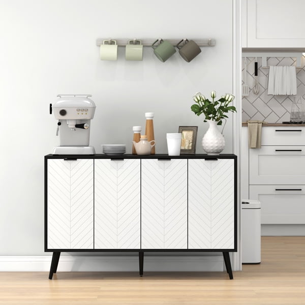 Coffee bar with Side Panel cabinets, Hidden Kitchen Box with Storage Function, Modern self-Service Dining Table Coffee bar, Suitable for Dining Rooms, Living Rooms, and corridors,black