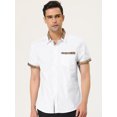thumbnail image 2 of Camisa de vestir de Manga Corta de Algodón Lars Amadeus para hombre Con botones y cuello a cuadros blanco XL, 2 of 6