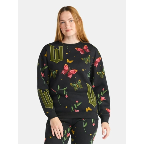 Wicked Women's Graphic Print Fleece Sweatshirt with Long Sleeves, Sizes XXS-XXL