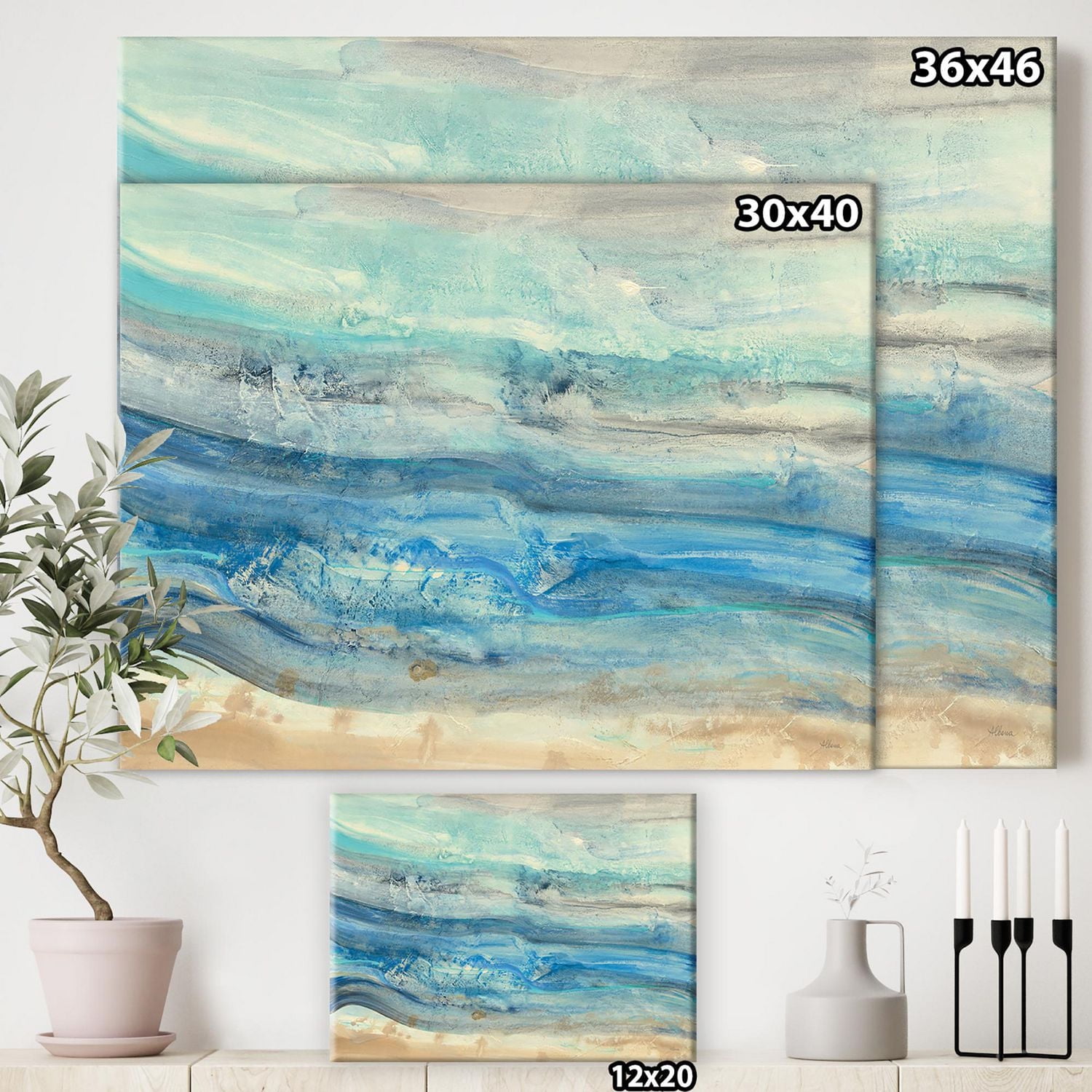 Designart Ocean Mineral Waves Canvas Wall Art