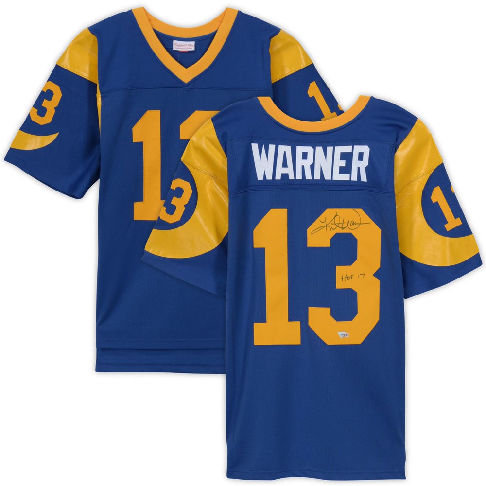 Kurt Warner St. Louis Rams Autographed Blue Mitchell & Ness Replica