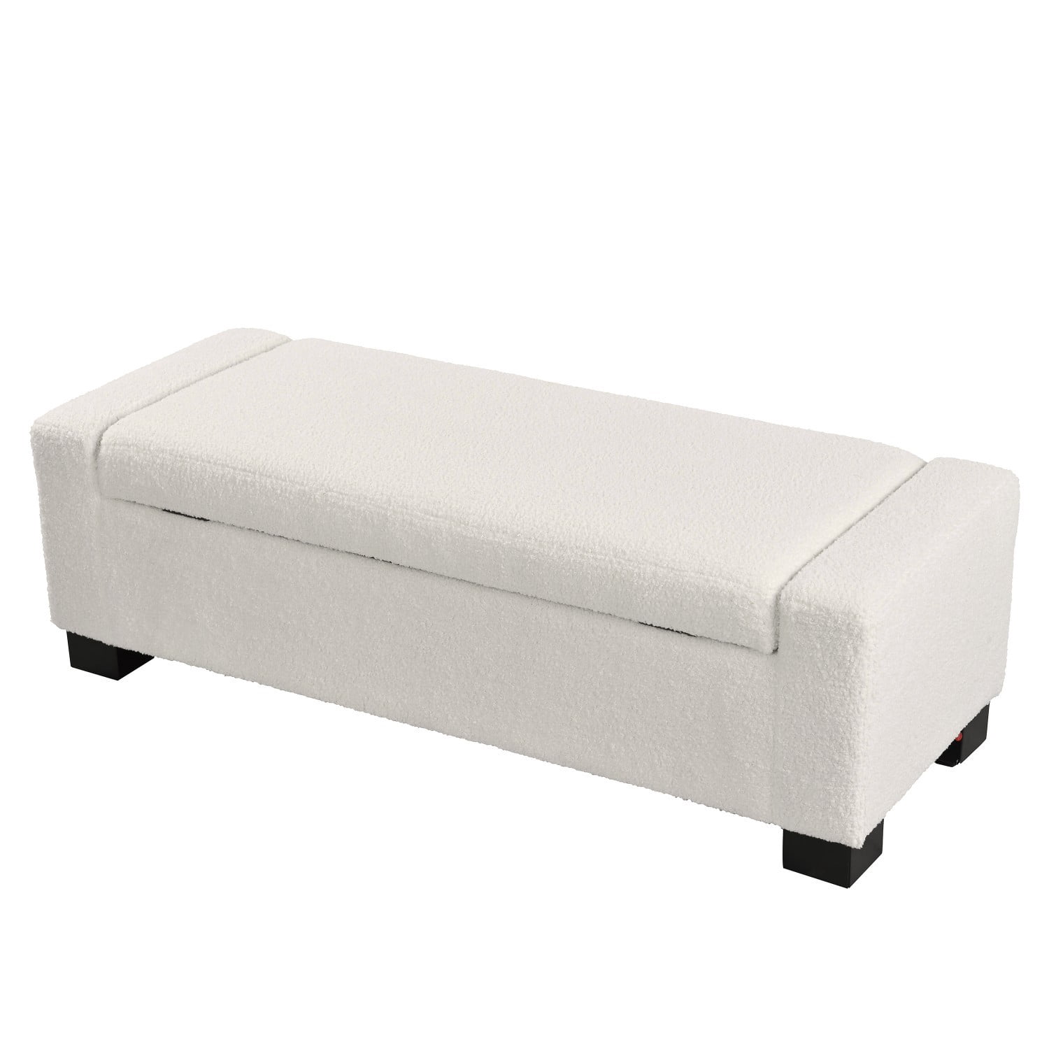 50" Storage Ottoman Bench with Hinged Lid, Upholstered Rectangular Bench with Hidden Storage, Entryway Bench, Bedroom Seating, Footrest, Beige
