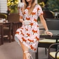 thumbnail image 3 of Lsque cute fox pink Print Women's Casual Dress T-Shirt Summer Short Sleeve Scoop Neck Swing Dresses, 3 of 6