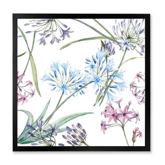 Designart 'Vibrant Summer Wildflowers On White II' Traditional Framed Art Print