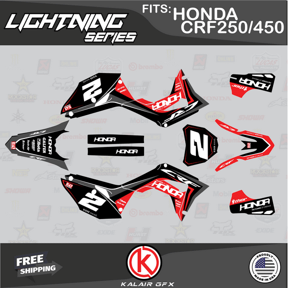 Kalair GFX Graphics Kit for Honda CRF250R (2018-2021) Lightning Series