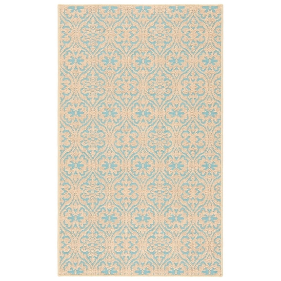 SAFAVIEH Palm Beach Kostadin Floral Area Rug, Natural/Turquoise, 3' x 5'