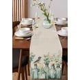 thumbnail image 4 of Teal Eucalyptus Leaves Table Runner Cotton Linen 60 Inch Holiday Dresser Scarves, Rustic Vase Birds Tablerunner for Kitchen Coffee Dining Bedroom Home Living Room Dinner Scarf Décor 13''x60'', 4 of 9