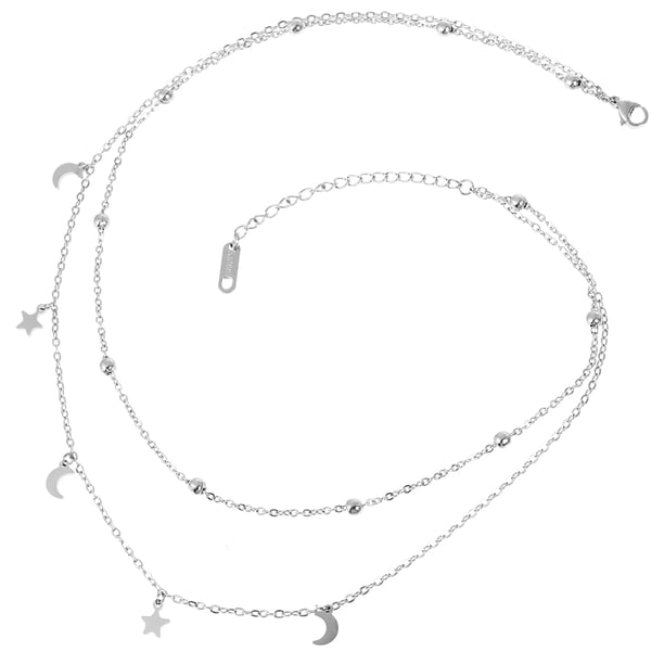 KAKOWELY Collar de dama, novia, luna, estrella, collar, cadena de clavícula femenina, joyería para el cuello de niña