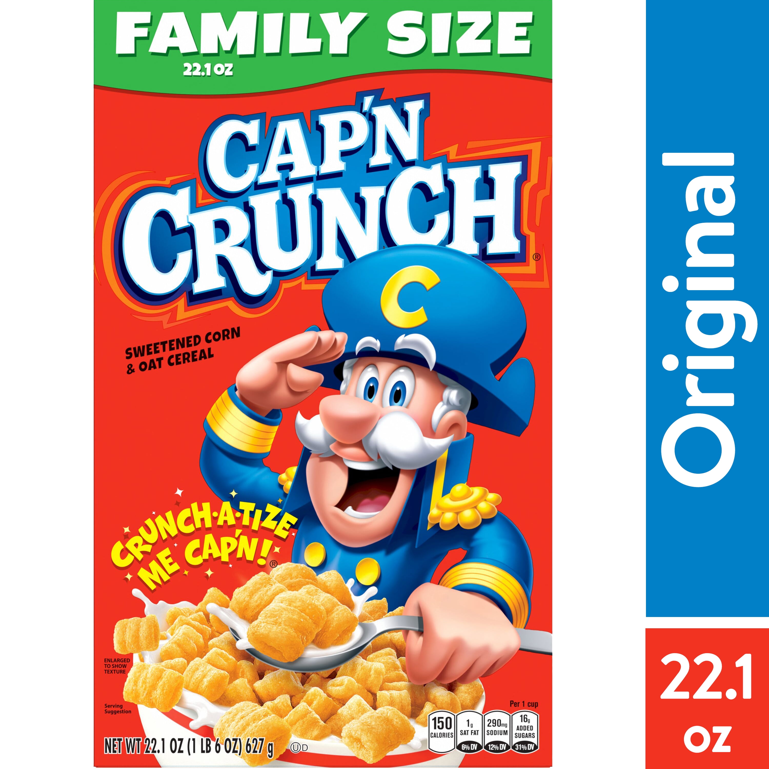 Cap'n Crunch Cereal Original Family Size Box, 22.1 oz