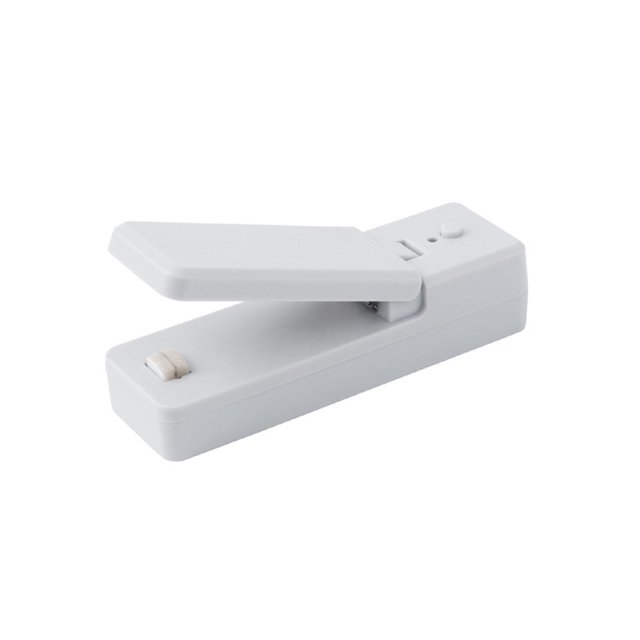 Sellador de Vacío Mini Sellador de Bolsa Usb Portátil de Carga Máquina de Sellado de Bolsa de Plástico con Imán para Almacenamiento de Alimentos Bolsas de Aperitivos de Cocina de Viajes Blanco Gris