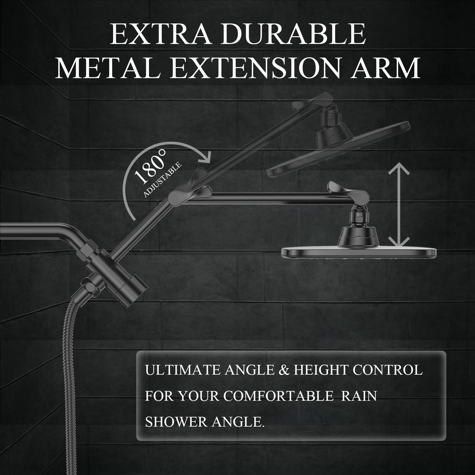Veken Wide Rain Shower Head with Multi-Modes Handheld Water Spray,High Pressure Showerhead Combo with Arm for Bathroom Accessories,Home Decor Adjustable Dual Shower with Anti-Clog Nozzles,Matte Black