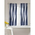 thumbnail image 3 of Navy Blue Tier Curtains 45 Inch Length,Sheer Curtains for Bedroom Living Room Window Modern Moire Abstract Ripple Geometric Rod Pocket Drapes Kitchen Curtains Small Half Window 27.5"x45" 2 Panels, 3 of 7