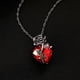 thumbnail image 4 of Collar de rosa en forma de corazón estilo oscuro con textura floral - Cadena de collar de aleación chapada en oro - Regalo de San Valentín para ella, 4 of 6