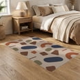thumbnail image 2 of ODIKA 5'x7' Navy Terracotta Abstract Shapes Washable Area Rug Modern Geometric Design with Unique Style Non-Slip, Low Pile, Stain Resistant for Guest Room, Lounge, Apartment, 2 of 7