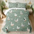 thumbnail image 2 of Erosebridal Goose Twin Quilt Set for Girls, Green Folk Art Twin Coverlet Set, 2 Pieces 1 Bedspread and 1 Pillowcase, 2 of 7