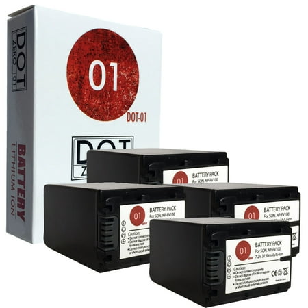 3150 Replacement (4x DOT-01 Brand 3150 mAh Replacement Sony NP-FV100 Batteries for Sony FDR-AX33 Camcorder and Sony)