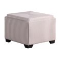 thumbnail image 1 of ORE International Pouf de Rangement en Polyuréthane de 17,5 Po de Hauteur en Beige/blanc, 1 of 9