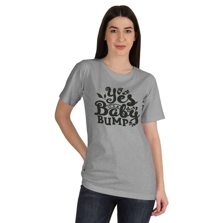 

Inkmeso Womens Yes Baby Bump Crew Neck Maternity T-shirt Birth Announcement Tee