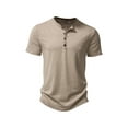 thumbnail image 1 of Franhais Men Casual Shirt, Short Sleeve Round Neck Buttons Solid Loose Party Street Spring Summer Tops, 1 of 5