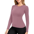 thumbnail image 7 of Fnooota Womens Thermal Tops, Base Layer Long Sleeve Crew Neck Slim Fit Layering Undershirts Pink Size L, 7 of 7