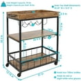 thumbnail image 5 of Sunnydaze Industrial MDP Rolling Bar Cart with Wine Storage Rack, Brown, 5 of 9
