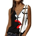 thumbnail image 2 of up to 60% off Gifts Usmixi Womens Tank Tops Fashion Zipper Loose Fit Lightweight Vest Shirts Summer Trendy Character Face Print V-Neck Sleeveless Shirts Blouse Red XL, 2 of 5