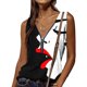 thumbnail image 1 of ICHUANYI Clearance Women Fashion Summer Sexy Fold Printed Regular Sleeveless V Neck Button Top(Red, S) ICHUANYI WER2023080913882, 1 of 5