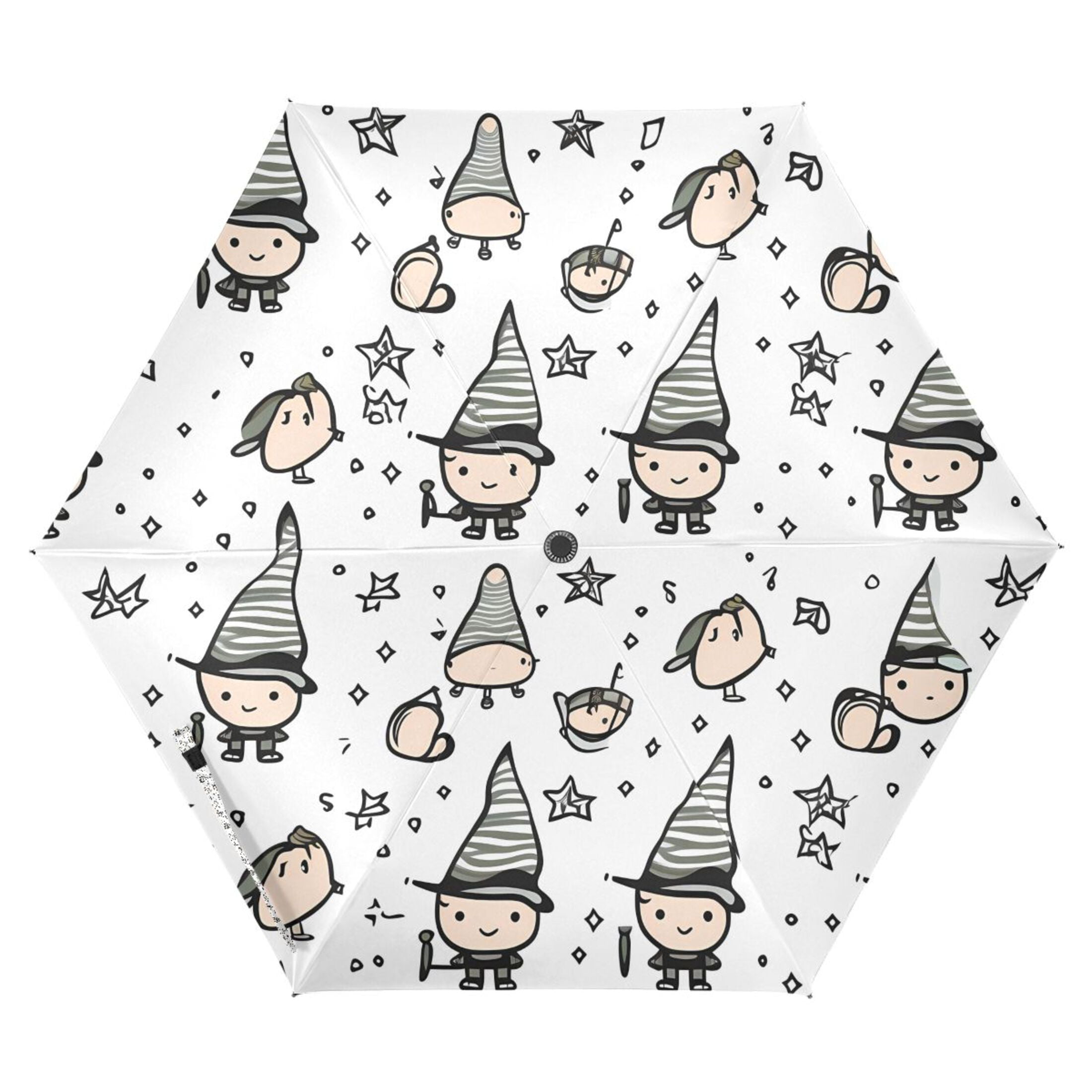 Character with Hat Compact Sun Umbrella Windproof Travel Umbrellas for Rain Strong Portable UV Protection