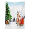 thumbnail image 3 of Ambesonne Santa Tablecloth Rectangular Table Cover, Snowy Village Sleigh Tree, 52"x70", Multicolor, 3 of 4
