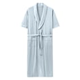 thumbnail image 6 of Men’s Summer Bathrobe Lightweight & Breathable Short Sleeve Robe with Pockets Men's Solid Color V Neck Belt Bathrobe, 6 of 9