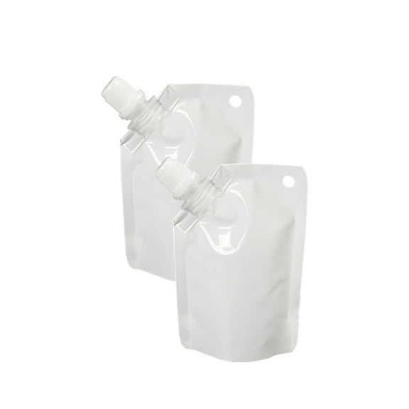 Aspire White Poly Side Spout Drink Stand Up Pouch Bags With Handle, 1.75 Ounce, 50 Pieces