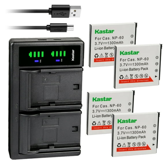 Kastar 4-Pack Battery and LTD2 USB Charger Replacement for Casio Exilim EX-Z29BK, Exilim EX-Z29PE, Exilim EX-Z29PK, Exilim EX-Z29SR, Exilim EX-Z90, Exilim EX-Z90BK, Exilim EX-Z90PK Digital Cameras
